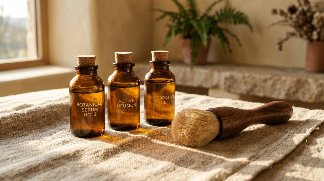 Medical-grade chemical peel products and glass dropper bottle arranged on warm natural linen in a Boca Raton spa